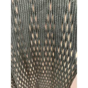 Green ribbed knit fitted midi dress